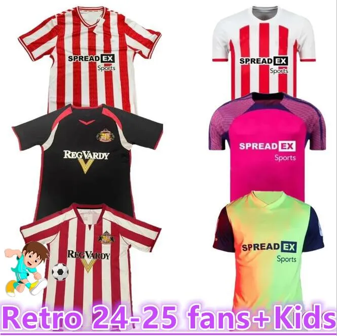 24 25 Sunderland Futbol Forması Stewart Simms Roberts Amad Clarke Dajaku Embleton Evans O'Nien Futbol Gömlek Pritchard Erkek Kids Kit 05 06 Retro889