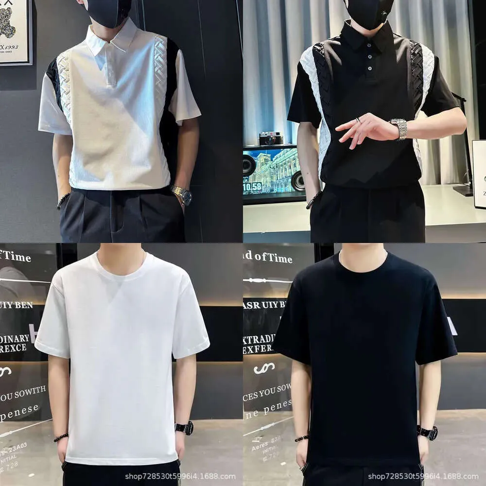 Polo à col pour les vêtements pour hommes un sentiment de conception de niche.Marque tendance à manches courtes en été à manches à manches ébouriffées et beau t-shirt patchwork de revers avec hsome