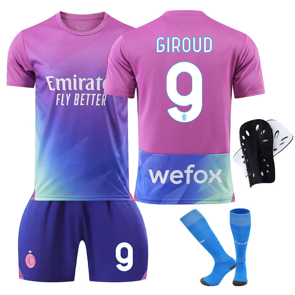 مجموعات كرة القدم/المسارات المسارات 2324 AC 2 Away Kit # 9 Giroud 10 Leo 11 Plicic 19 Teo Jersey