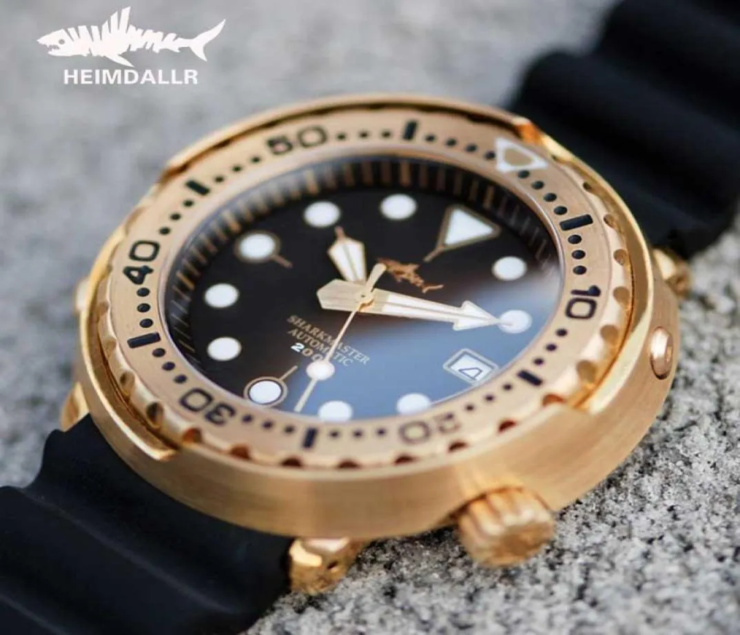 Heimdallr Mens Bronze Muna Diver Watch 47mm C3 luminous Sapphire Glass 200m防水NH35A自動ムーブメントメカニカルリストワ4741562