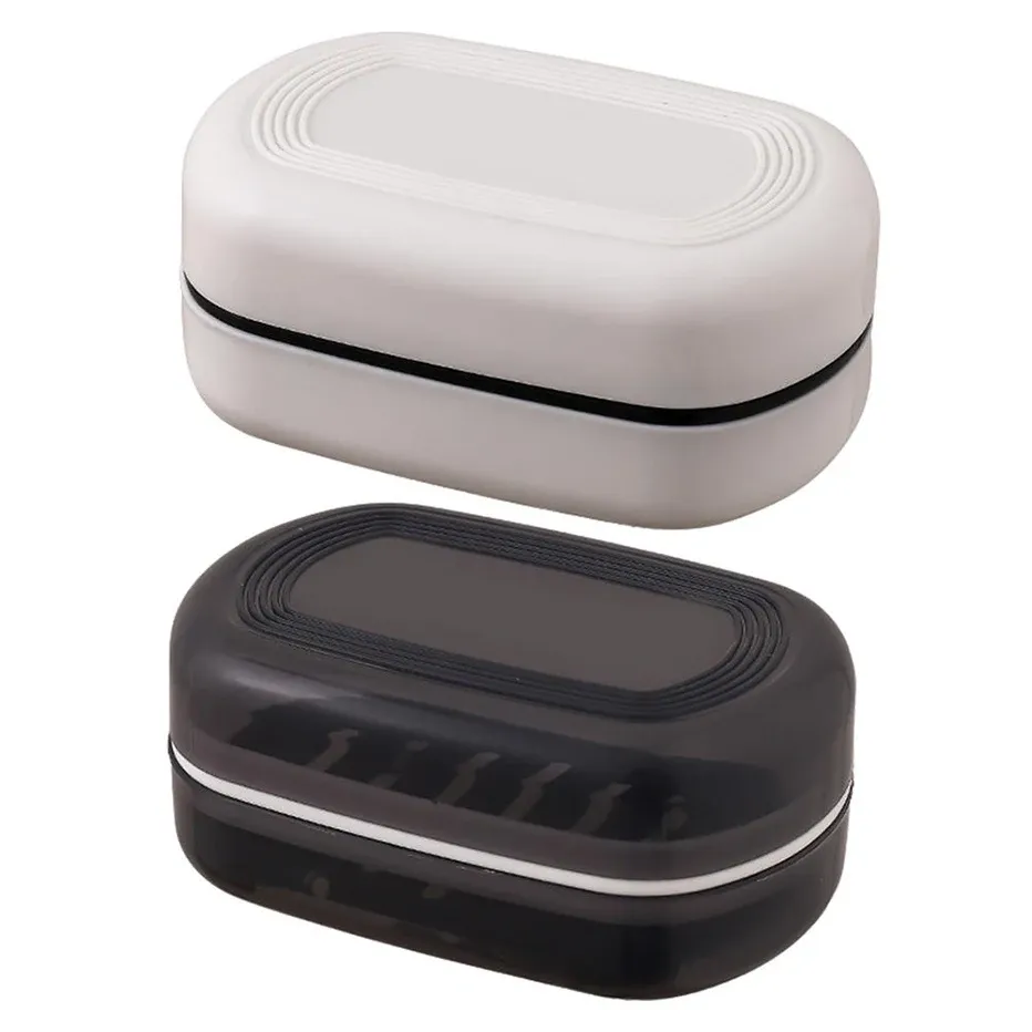 Gerechten 2Layer Soap Box Container met LID Travel Soap Holder Duurzame zeepkast Sterke afdichting Organisator Badkameropslagaccessoires