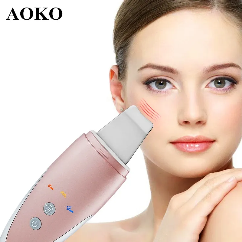 Strumento Aoko Ultrasonico Skin Scrubber Faccia Deep Cleaner Blacks Blacks Rimozione VIBRAZIONE VIBRAZIONE Massaggio al viso MASSAGGIO