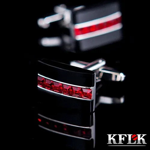 Links KFLK Luxury Hot Shirt CuffLink per maschi Gift Cuffi Pulsina Rossa Crystal Crystal Link AbotoadUres Gioielli