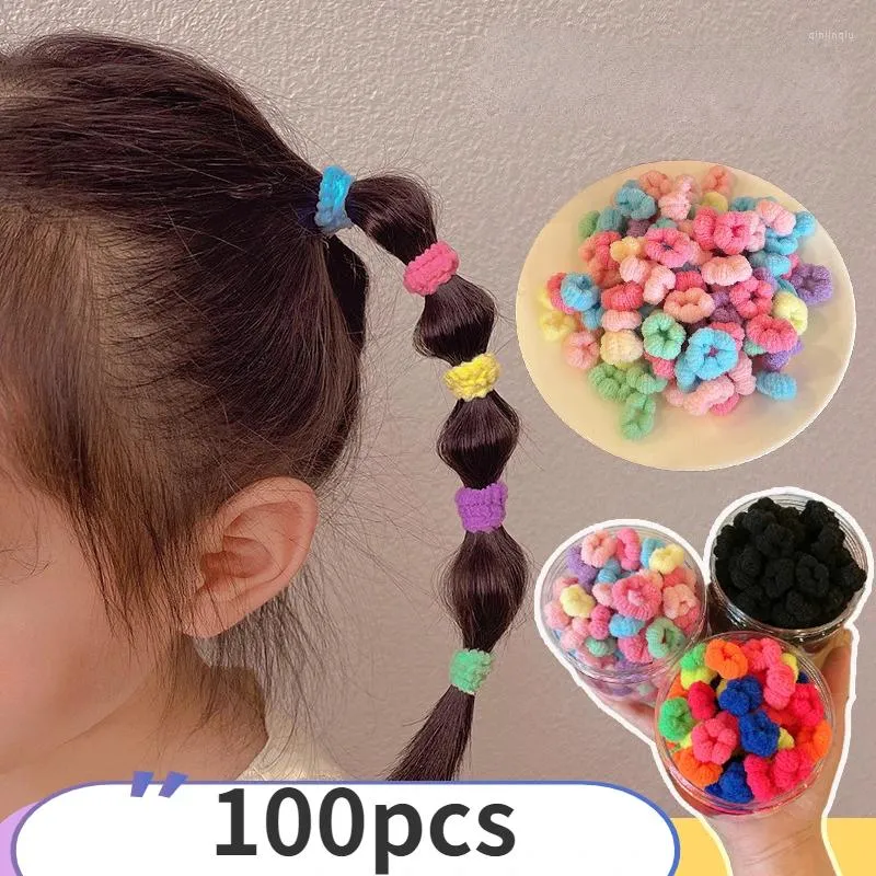 Accessori per capelli 100 pezzi 100 pezzi Candy color elasticità morbida ad alta elasticità Bambini piccoli carini corde decorazioni quotidiane
