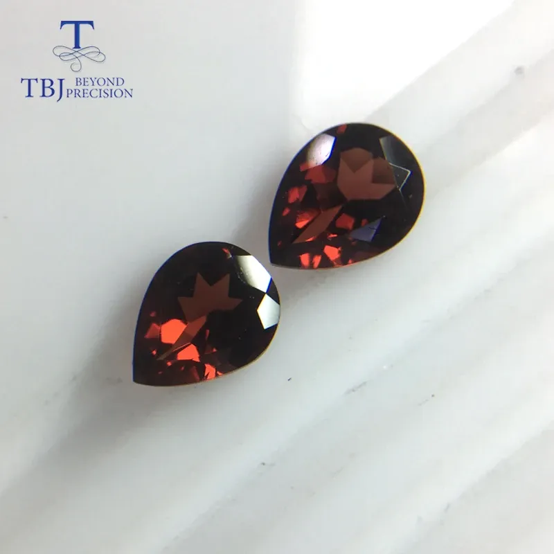 Gemles TBJ, Natural Red Mozambique Loose Gemstone Poire 7 * 9 mm 3.75Ct Two Piece One Set pour Silver Gemstone Bijoux USD22.99 / SET.