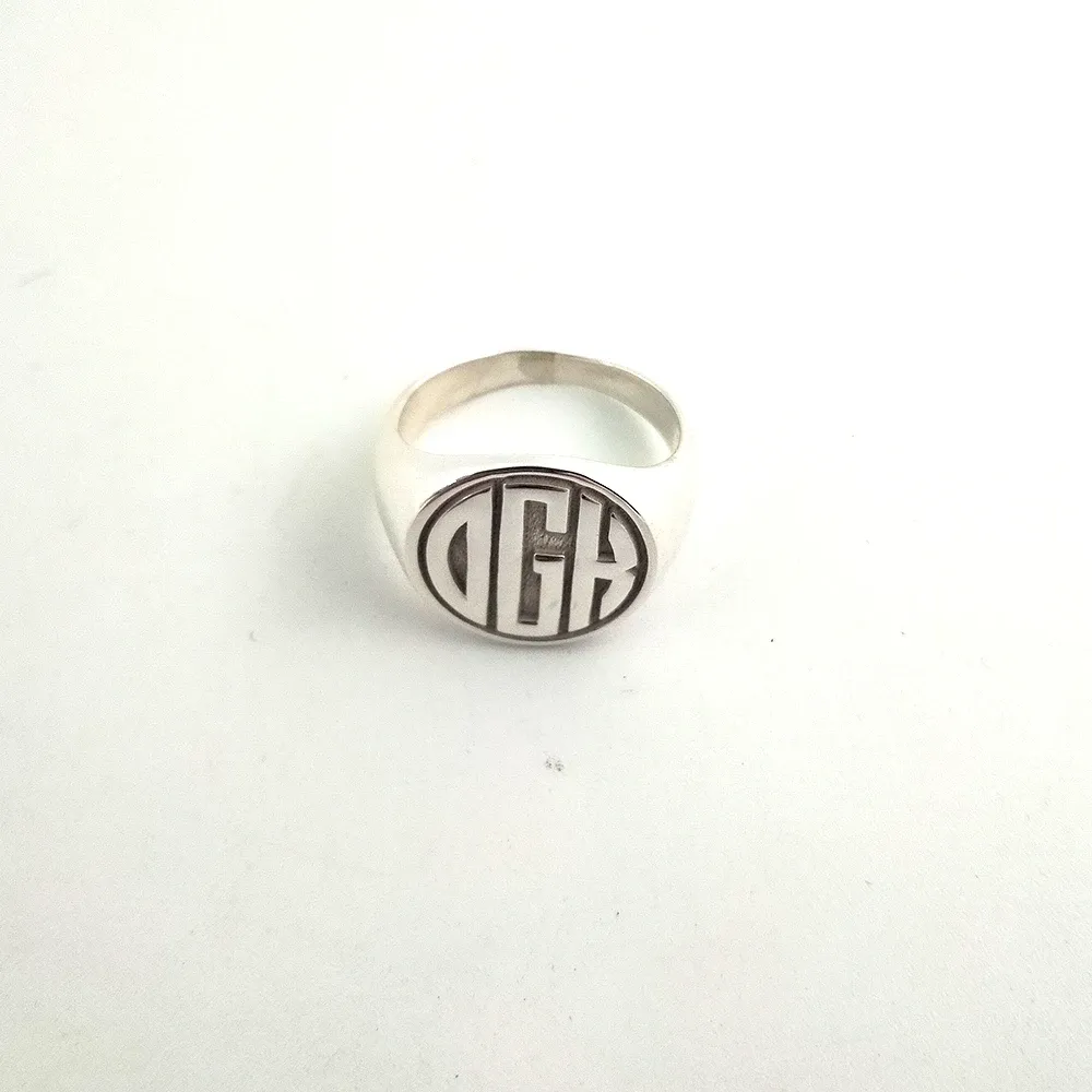 Ringe Custom 925 Solid Silber Logo Logo Ring Personalisiert graviert 13mm Signet Pinky Ring für Männer Frauen Mode Weihnachtsgeschenke