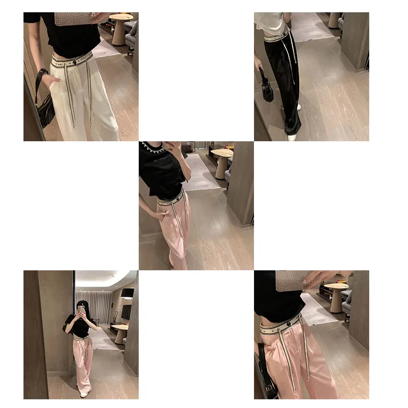 Designer Pant Woman Luxury Pantalon Casual en Pur Coton Respirant etffortable High Fashion Wide Leg Pants Straight Ben Letter High Street Casual Pants Size S-L