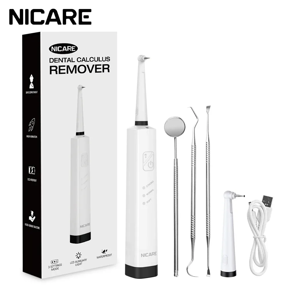 Очистки Nicare Electric Tartar Remover Ultrasonic Dental Scaler Calculs Chileing Scaler для отбеливания зубов портативные зубы очиститель зубов очиститель