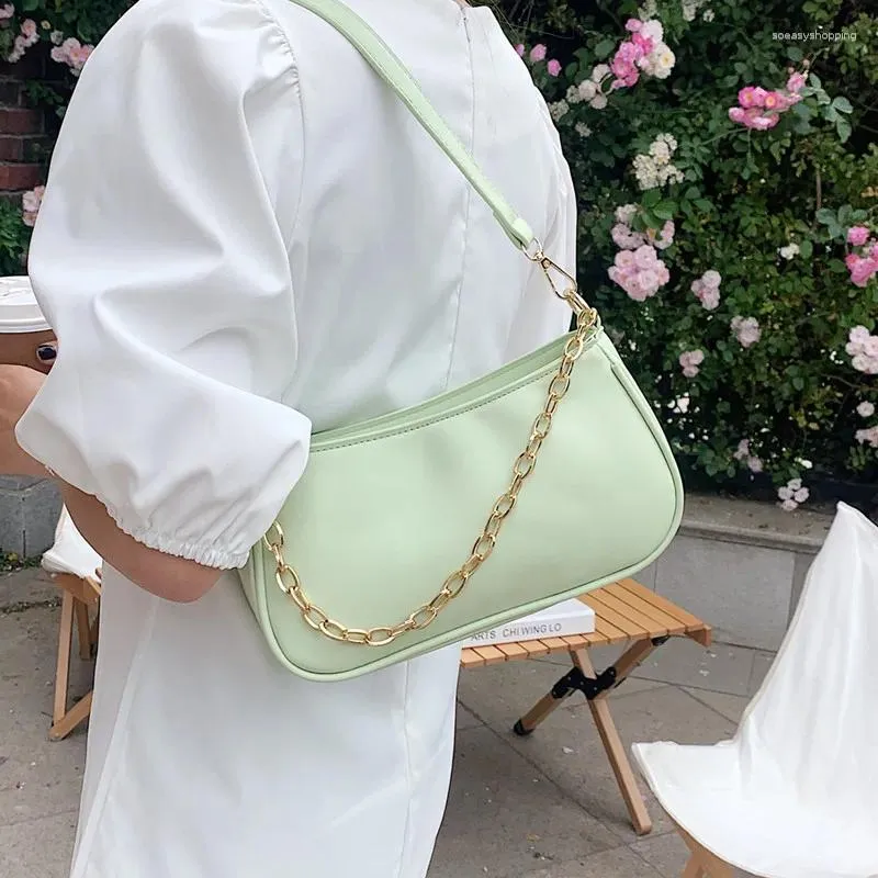 Omuz çantaları tasarımcı pu deri koltuk altı kadınlar küçük cüzdanlar ve el çantaları yeşil debriyaj çanta bayan chian crossbody koltuk altı koltuk