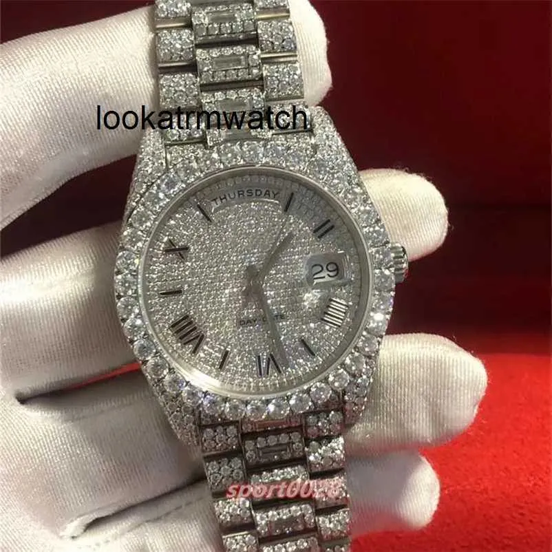 Роскошные часы Top Movement Diamonds Watch Moissanite Diamonds Test Rose Silver Automatic 41 -мм водонепроницаемость 904 Stainl