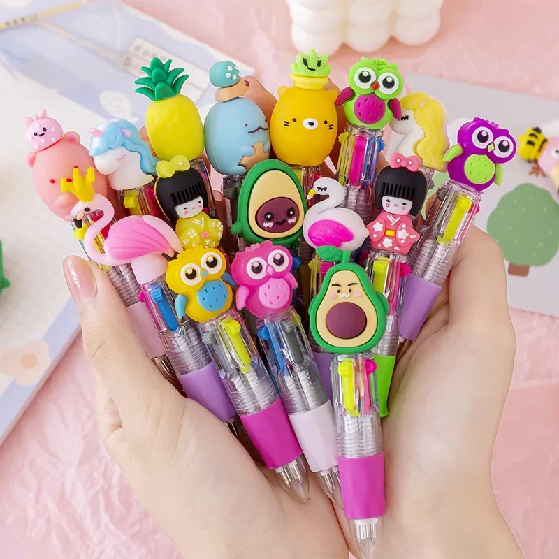 PENS 30pcs Silicone 4 Color Pen Penne per ragazze Ballpoint Pen Set Shipping gratuita Penne originali per scrivere Kawaii Scrittura Novel