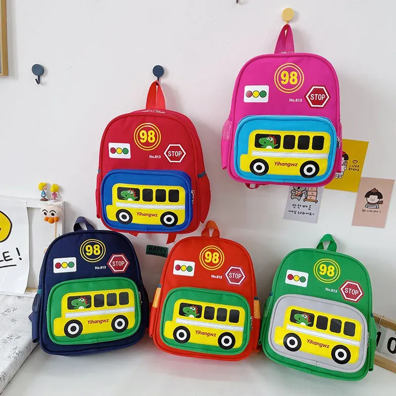 Mochila de carrinho de desenho animado fofo para crianças garoto de jardinagem de garotas escolares de impressão leve infantil