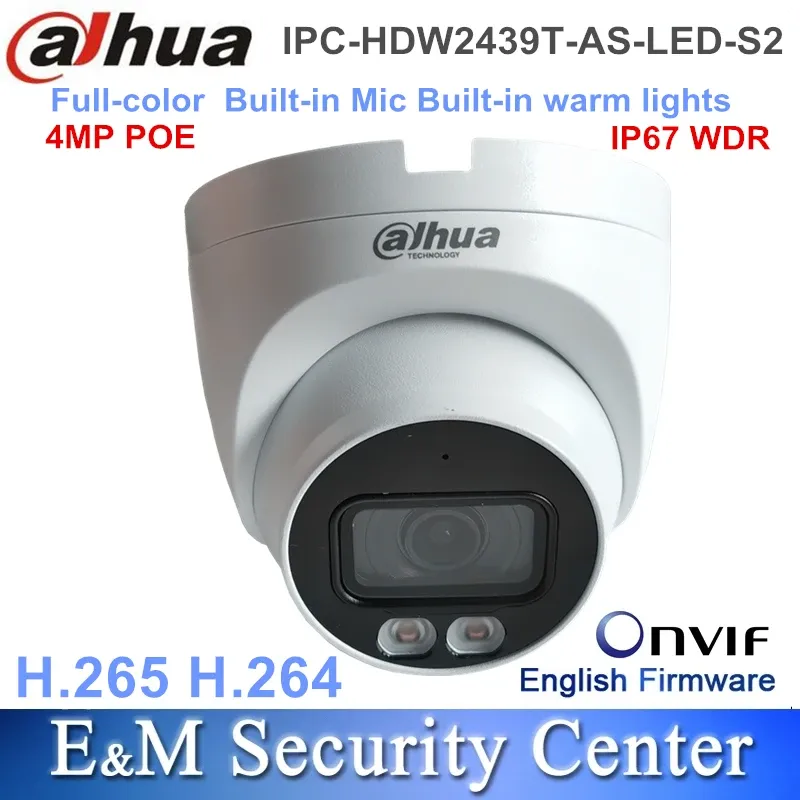 Lens Original Dahua IP 4MP IPCHDW2439TASLEDS2 Lite Poe FullColor Buildin Mic Dome Eyeball Network Camera