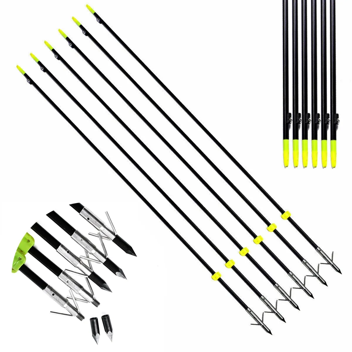 Accessoires Flèches de pêche à l'arc professionnelles Arc tir de tir flèches de poisson 32,5 '' Longueur 8 mm Flèches d'arbre en fibre de verre Récurve Bow Outdoor