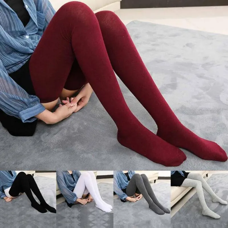 Donne calzini solidi autunno e inverno calze in cotone extra lungo