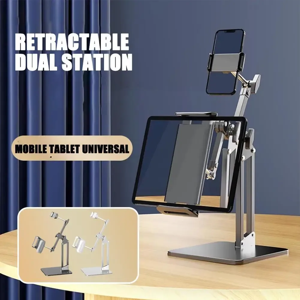 Stands Double Support Clip Tablet Stand Telefonhållare för iPad Sansung Lenovo Telefonstativ Tablettfästet för 7,9 "till 12,9" S P4A0