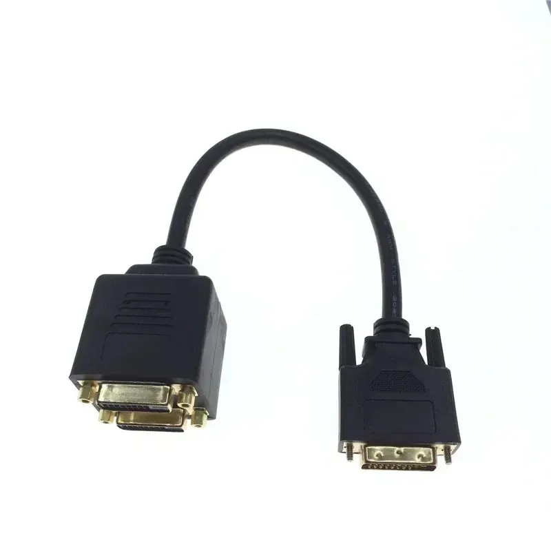 2024 1x2 Adaptador de divisor DVI Cabo 1-DVI Male para DVI24+1 Conector de ouro fêmea 24K para HD1080P HDTV PC Laptop2.para conector masculino para feminino DVI