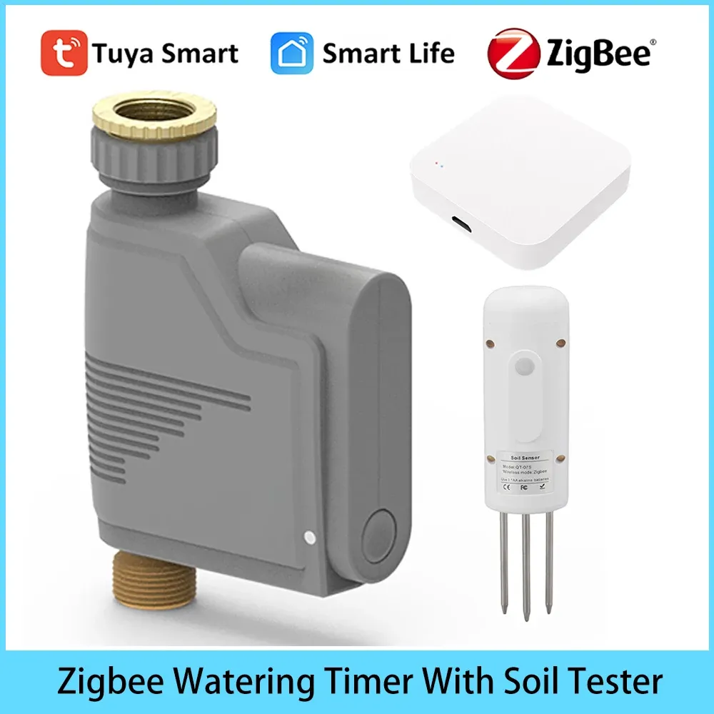 Kontrola Tuya Zigbee Garden Watering Timer Smart zraszaczy System nawadniający wbudowany rejestrator przepływu wody z bramą testera gleby