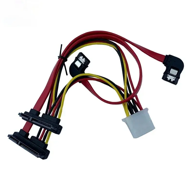 new 2024 2 Right-angled Sata To 2 22p Sata with Power Supply Large 4P Male Shell Female Hard Disk Cable Suitable for Hard Disk Server1. for