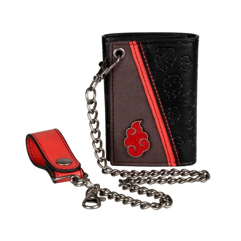 مقاطع المال Mens Trifold Chain Wallet مع نافذة معرف وجيوب بطاقة الائتمان محفظة أنيمي 4051 Y240422