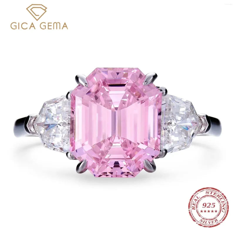 Cluster Rings Gica Gema 925 Sterling Silver Pink High Carbon Diamond för kvinnor glittrande bröllopsfest fin smycken grossist gåva