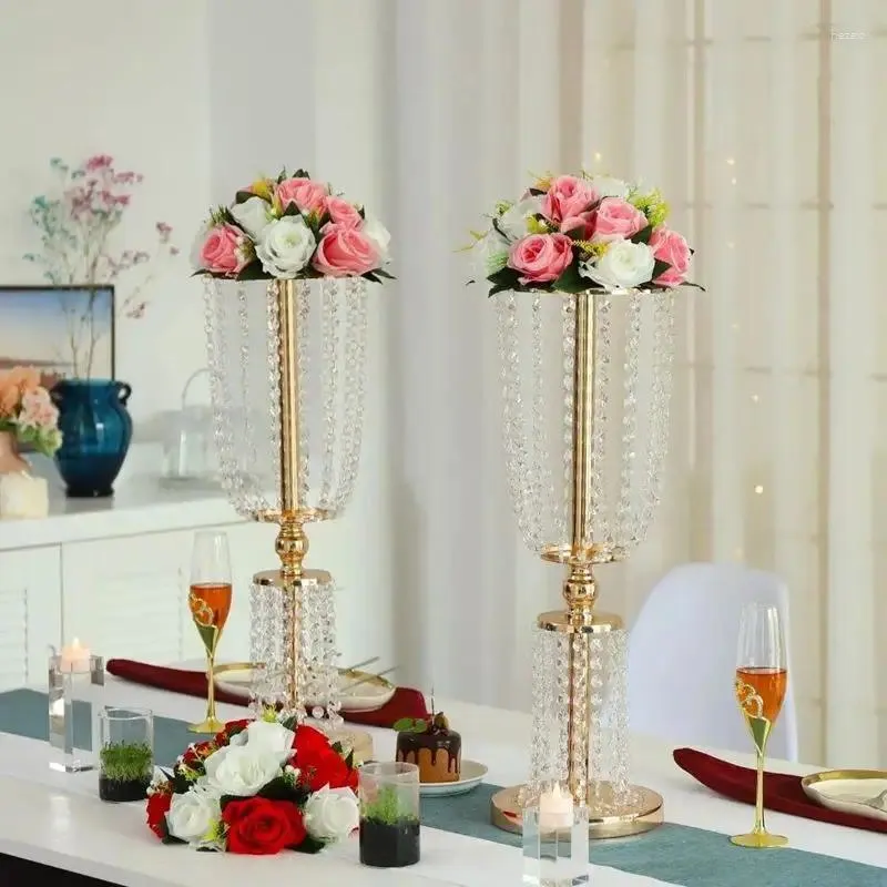 Fiori decorativi 10pcs/lotto di matrimonio piombo su strada di altezza 80 cm in cristallo fiore di cristallo fiore decorazione per feste