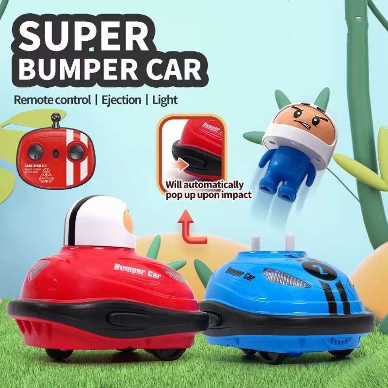 Cars Super Battle Bumper Carro 2.4g RC Toy Popup Doll Crash Bounce Ejeção Light Parentchild Interação Toy