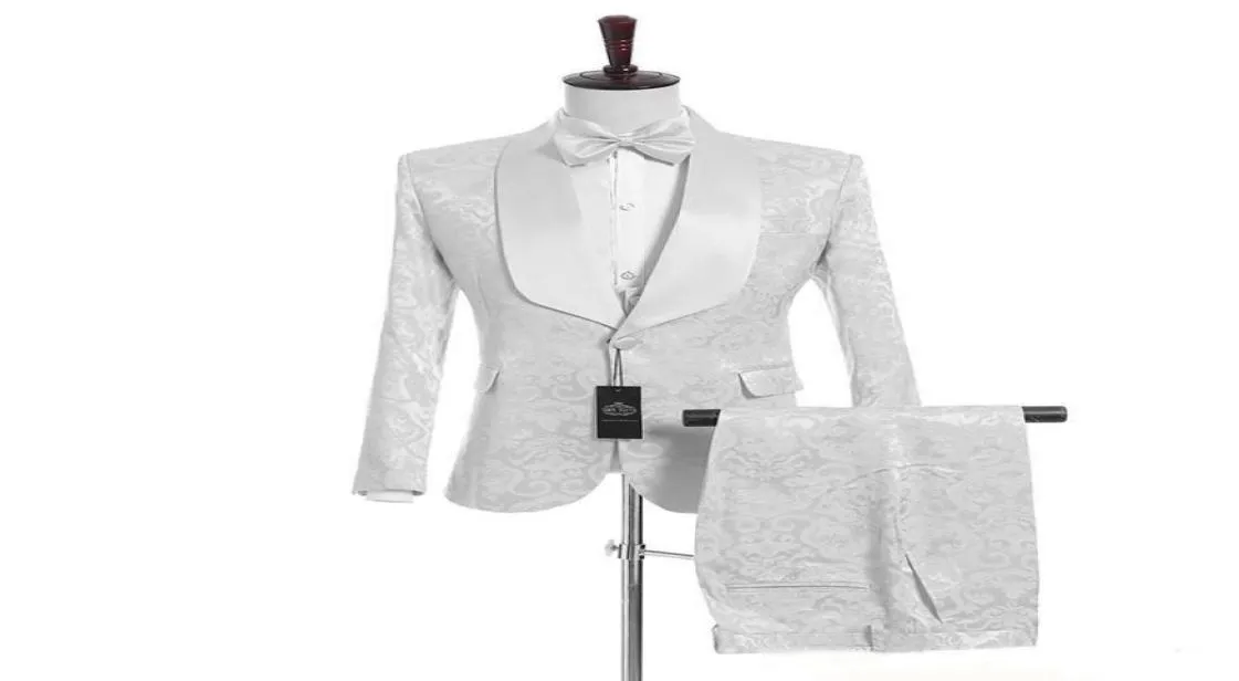Personalizar la solapa de chal guapo novio blanco tuxedos jaquietas Vestibles Mujeres