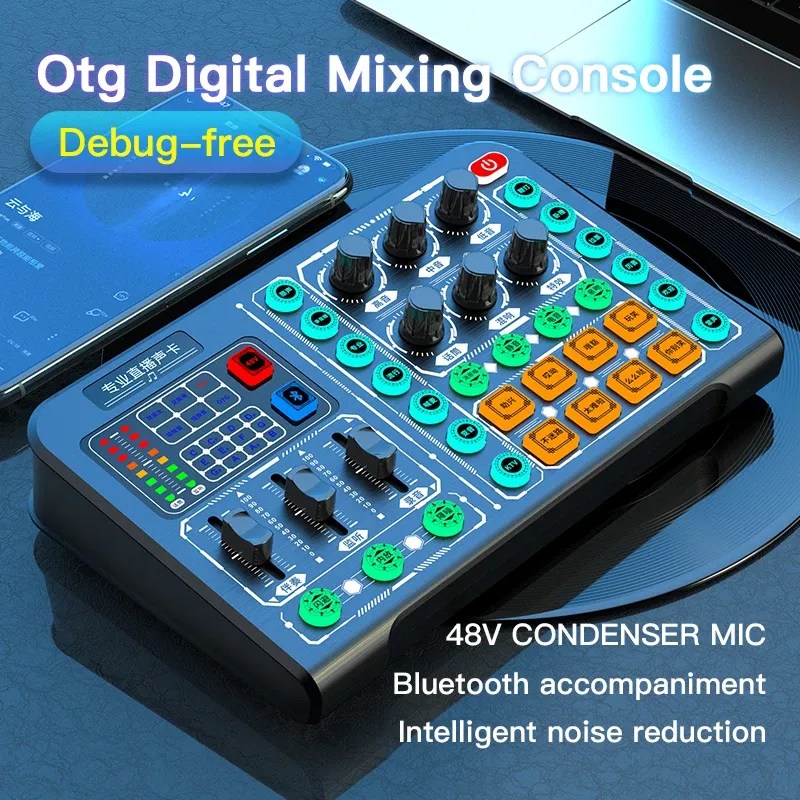 Mikrofone M6 Sound Card Audio Mixer Sprachwechsler -Gerät externe Tabelle für USB Headset Mic Mobile Computer PC Live Broadcast Game Music