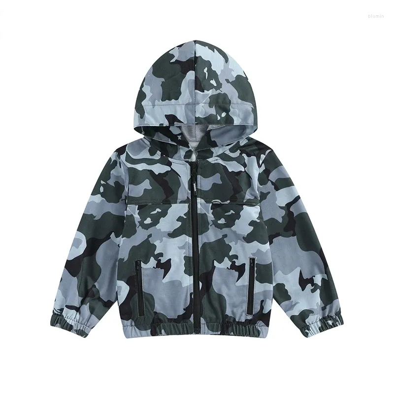 Jackets Pudcoco Toddler Boys Zip Up Hoodies Jacket Camouflage Hooded Long Sleeve Coat Fall Winter Kinderkleding Outerwear 2-6t