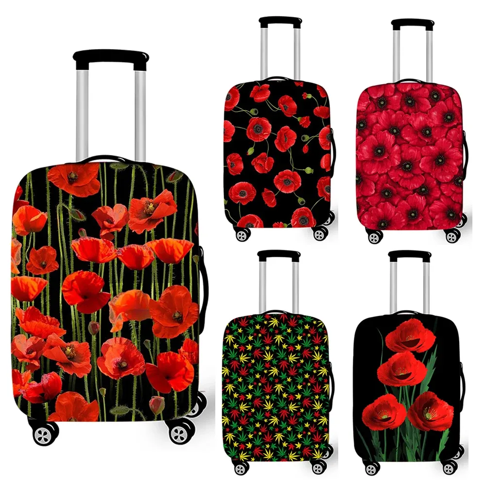 Accessori Bellissima copertura per valigie per fiori di papavero Accessori per viaggi elastici coperte di protezione dei bagagli antidust cover del carrello