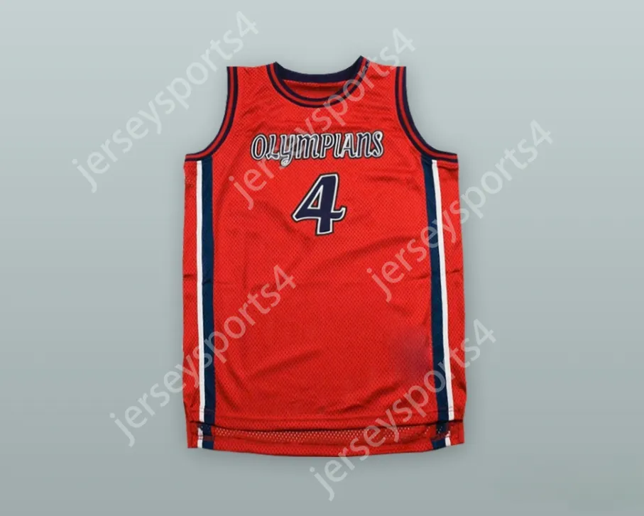 CUSTOM Name Number Mens Youth/Kids RUSSELL WESTBROOK 4 LEUZINGER HIGH SCHOOL OLYMPIANS RED BASKETBALL JERSEY TOP Stitched S-6XL