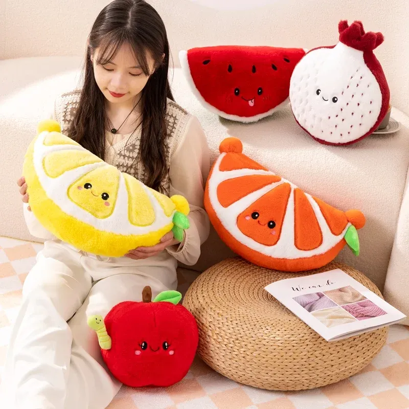 Animals Cartoon Soft Cute Apple Pomegranate Watermelon Lemon Grapefruit Plush Cute Food Fruit Stuffed Doll Toy For Kids Birthday Gifts