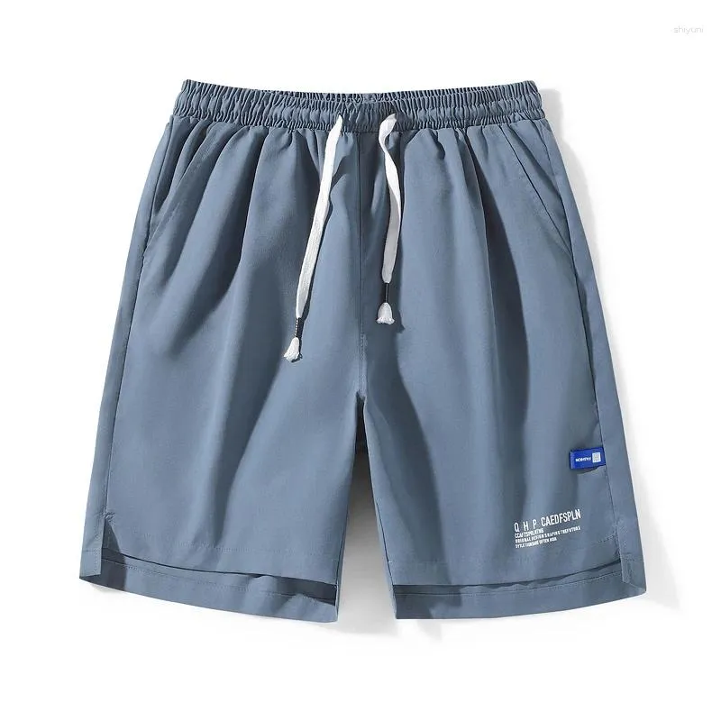 Shorts masculinos letra coreana de moda imprimir solteira lisa calça curta de verão casual respirável esportes de basquete praia ropa hombre