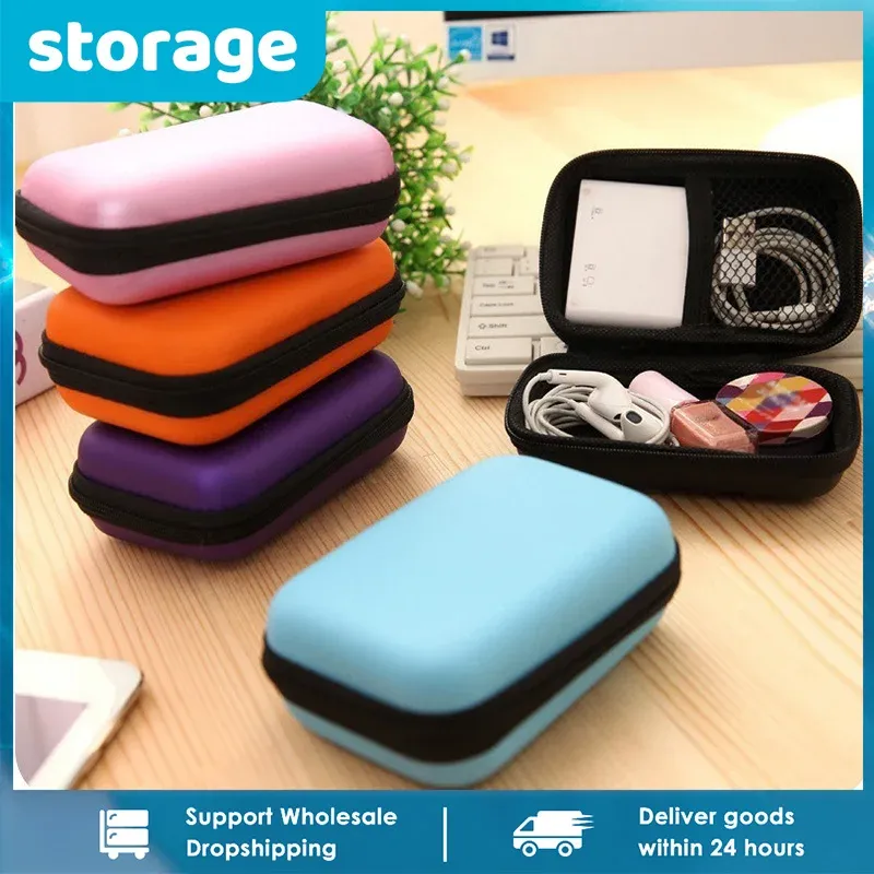 Väskor 1/2st Portable Charger Storage Box Telefonfodral Trådlösa hörlurar Earphone Picks Bag Key U Disk USB Cord Data Cable Organizer