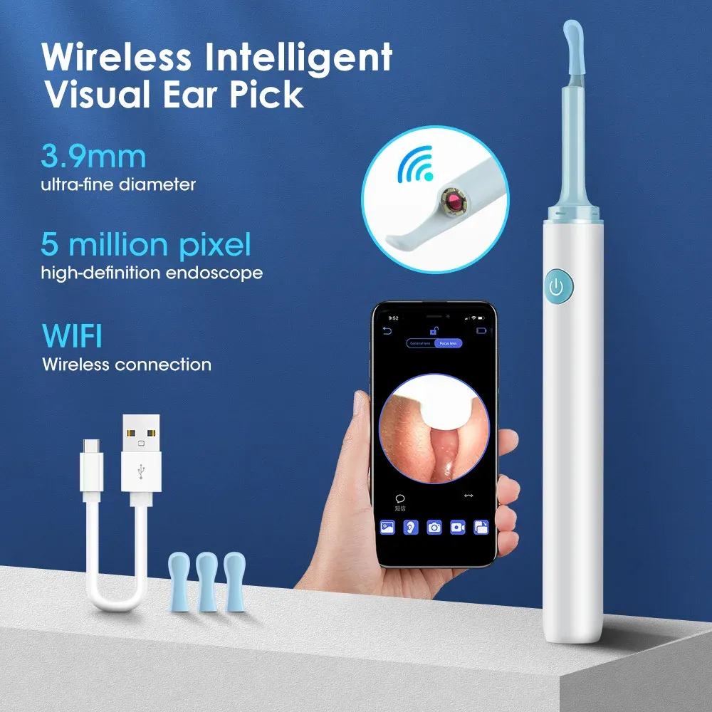 Trimmers WiFi Smart Visual Ohrsticks Endoskop 4,0 mm Mini Kamera Earpick Ohrreiniger Wireless Otoskop Gesundheitswesen Ohrwachsreinigung