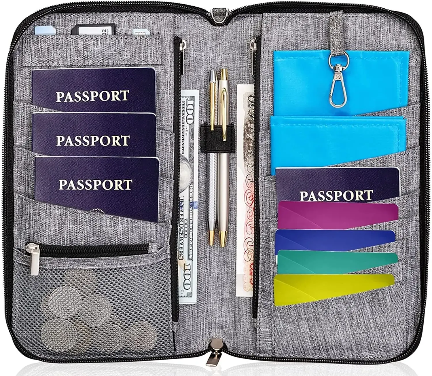 Holders 10.2" Fashionable Travel Document Storage Bag, Ticket Clip Bag, Handheld Bag, Crossbody Passport Bag