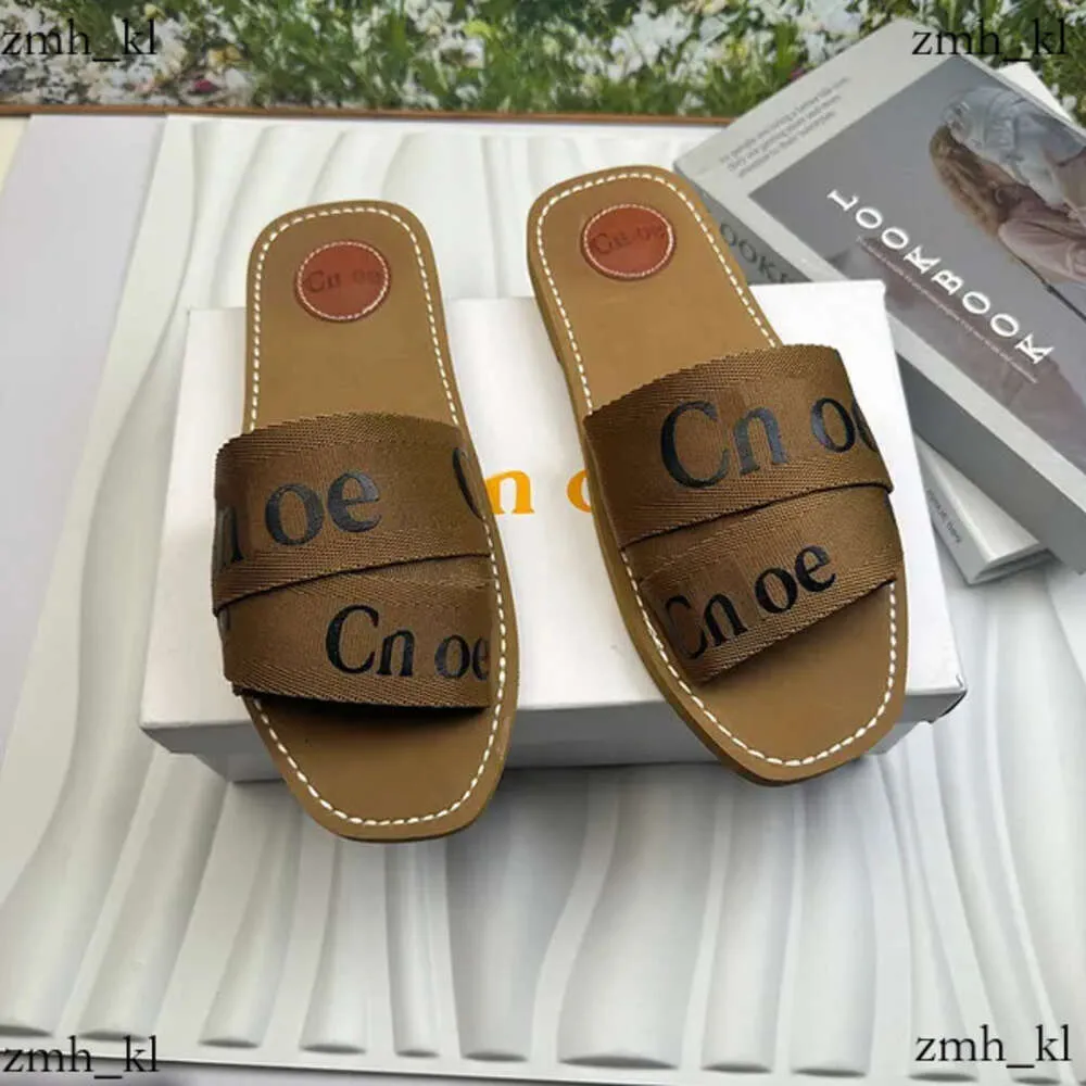 Sandales de créateur Luxury Femme Woody Clogs Mule Flat Sandales Sandals Lettre de glissade Pantoufles Slippers Pinks Femmes Place Summer Place Toile Herringbone Chaussures 930