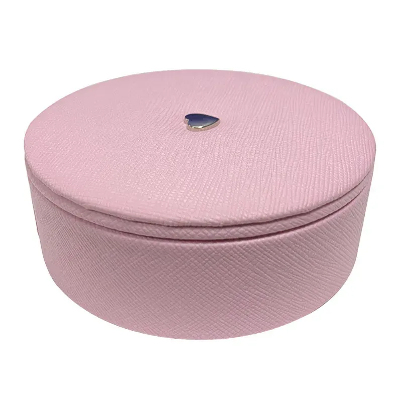 Strands 10*10*4 cm Packaging in pelle rosa in pelle rotonda Bracciale Gioielli Gift Box per donne Europe