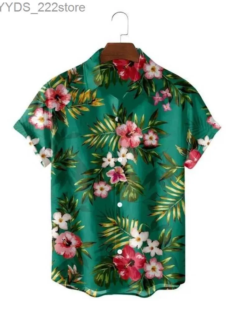 Men's Shirts Tropical Flower Social Retro Plus Size Mens T-shirt 3D Haian Short sleeved Shirt Summer Top Camisas yq240422