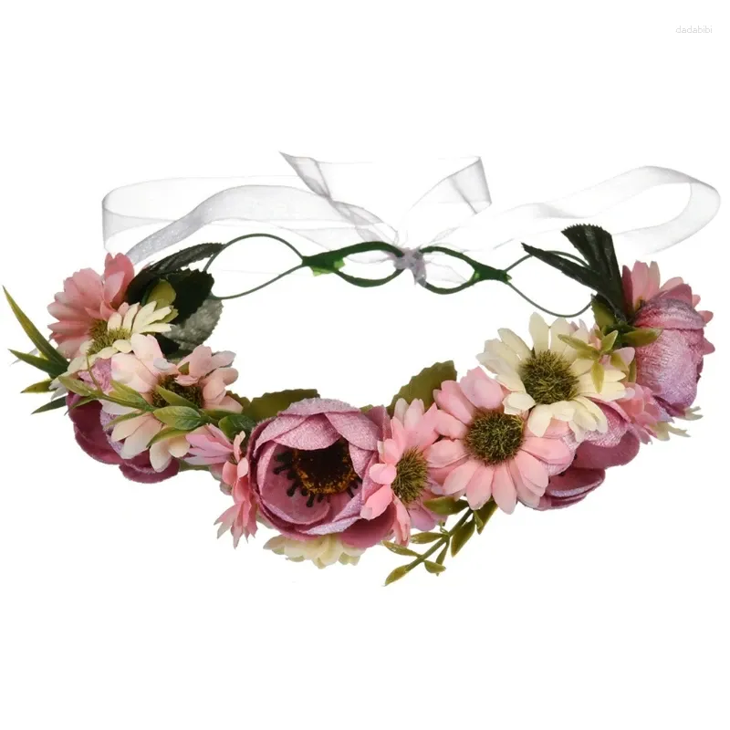 Headpieces Floral Headband med bandjusterbar brudfaux roshårhår Hoop Wedding Festival Party Handmade Po Props Dropship