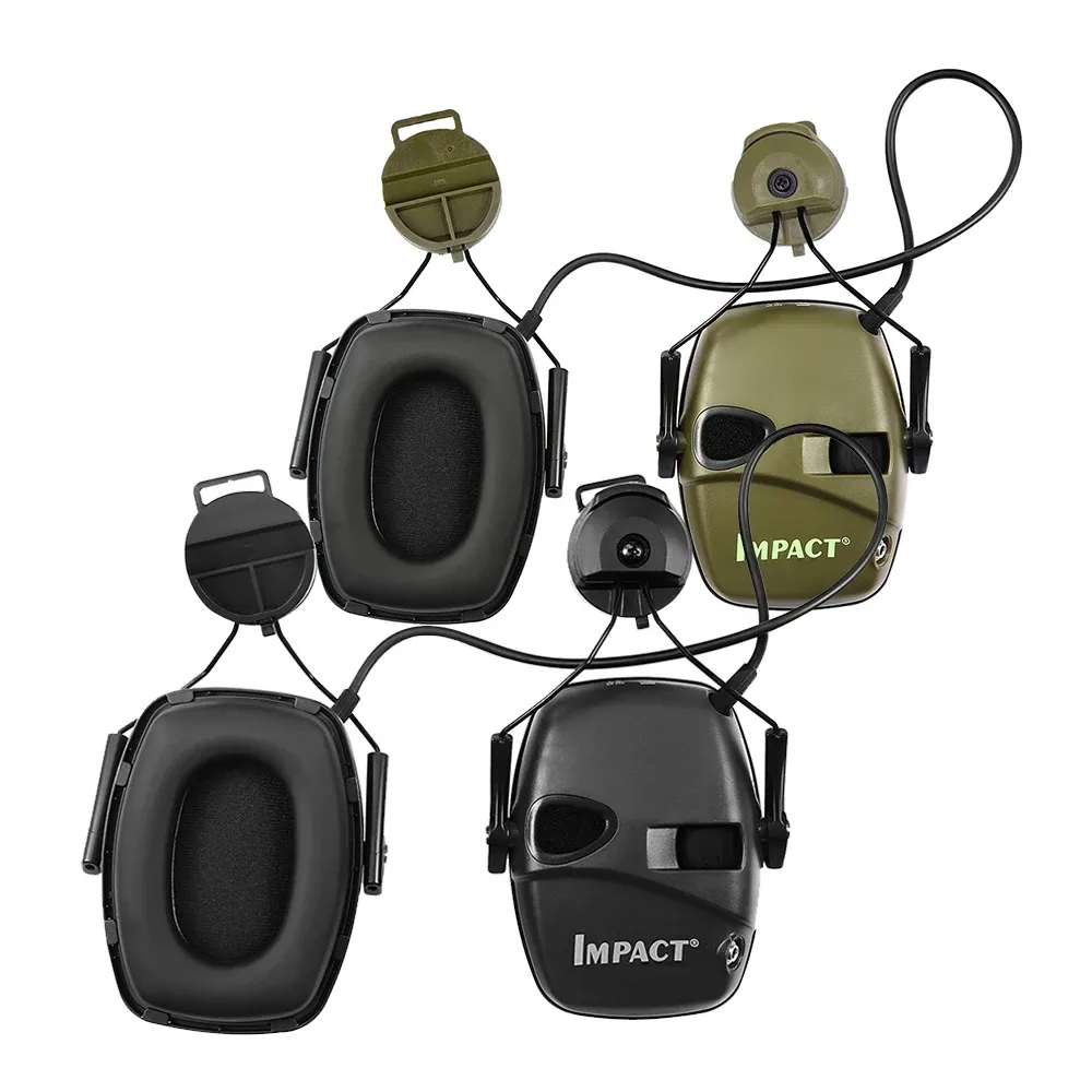 Hjältar Sportjakt Skytte Hjälm Electronic Earmuffs Hjälm Track Adapter Taktisk hörlurar Hållare Brusreducering Earmuffs