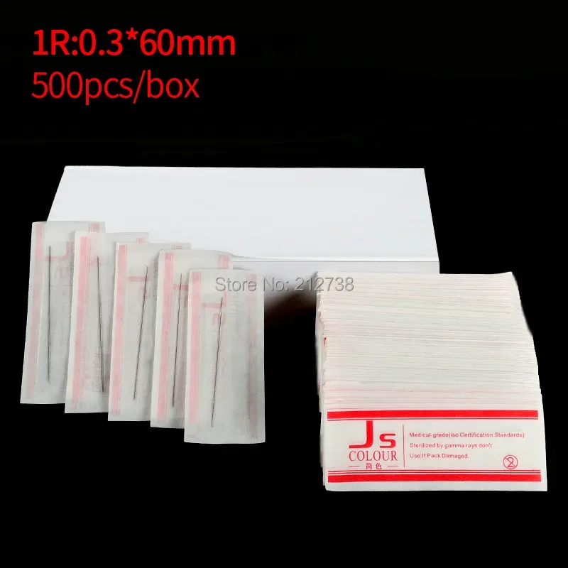 Needles 500 Pcs/Box 0.3x60mm 1R Needles For Permanent Makeup Eyebrow and Lip 3D Embroidery Tattoo Machine Free Shipping