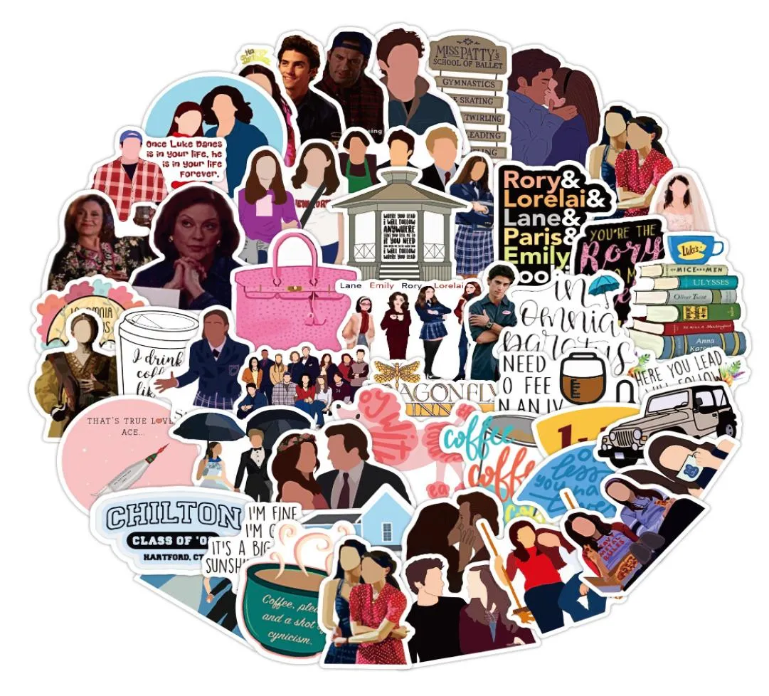 50pcslot rolig TV -show Gilmore Girls Stickers Bike Skateboard Kylskåp Bagage Laptop Waterproof Joke Decals klistermärke Kid Toys4282765