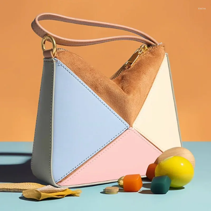 Stylish Contrast Color evening bags 2022 for Women Folding Triangle Handbag with Single Shoulder and Crossbody Options