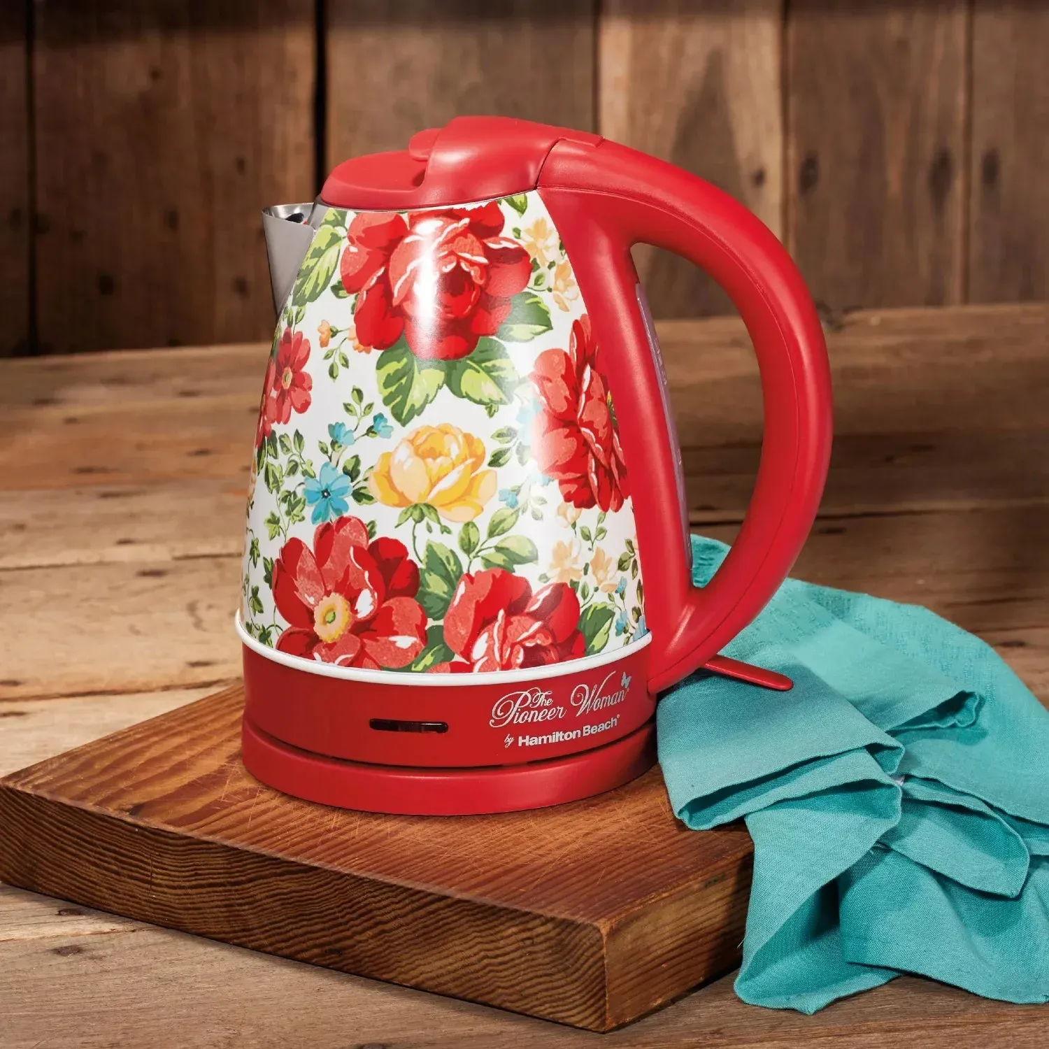 Kettles Vintage Floral Electric Kettle, Red, 1.7Liter tea kettle