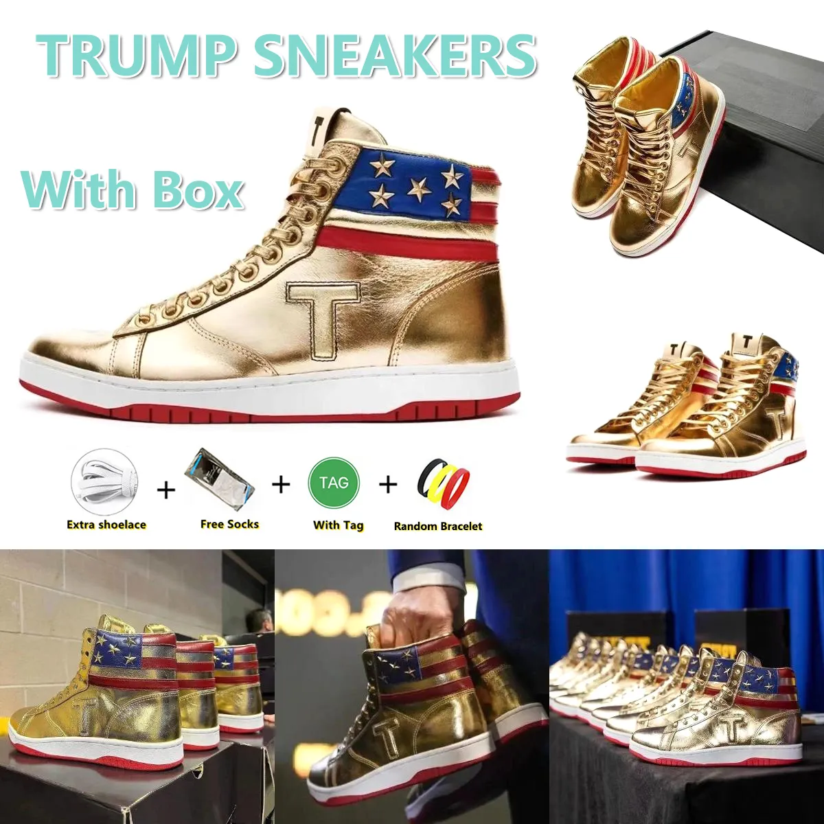 T Trump Sneakers Designer أحذية عارضة أحذية لا تستسلم أبدًا دونالد ترامب براءة اختراع جلدية مخصصة مخصصة للرجال أحذية رياضية راحة