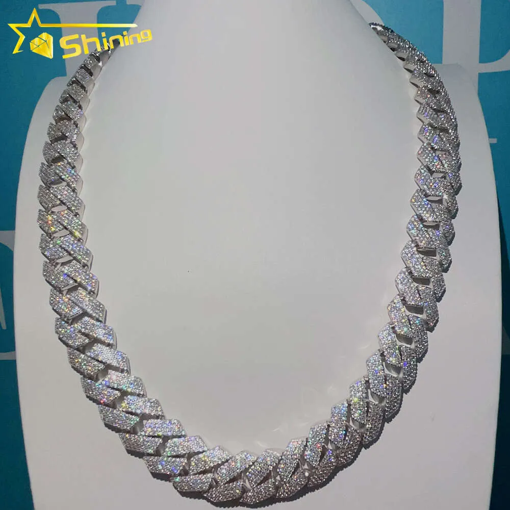 Gorąca sprzedaż Naszyjnik łańcucha kubańskiego vvs moissnaite lodowany biżuteria Hip Hop 4Rows Moissanite Cuban Chain