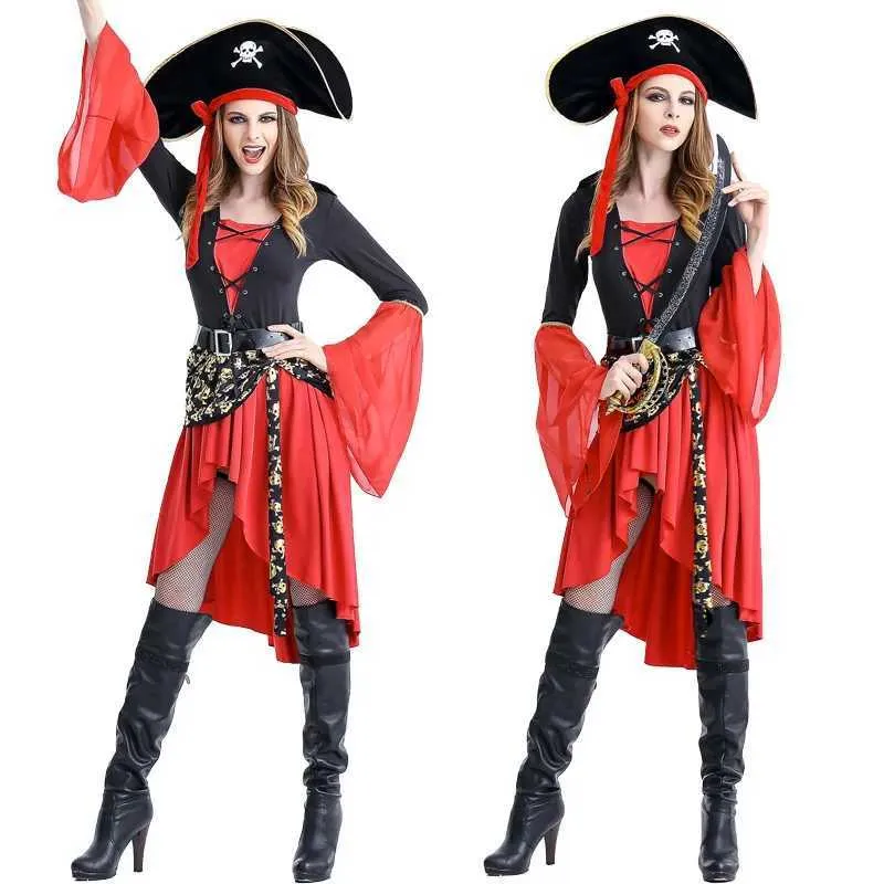 Anime Costumes Female Caribbean Pirates Captain Come Role Playing Cosplay Suit Medoeval Gothic Fancy Woman Dress Y240422