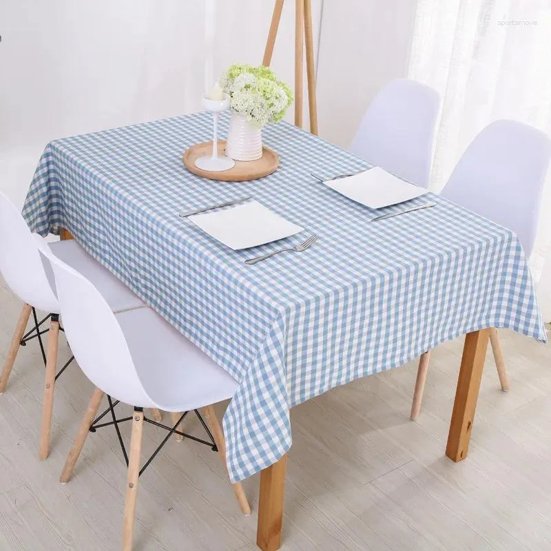 Table Cloth A169 Fabric Plaid Tablecloth Waterproof Rectangular Small Fresh Cotton And Linen Coffee